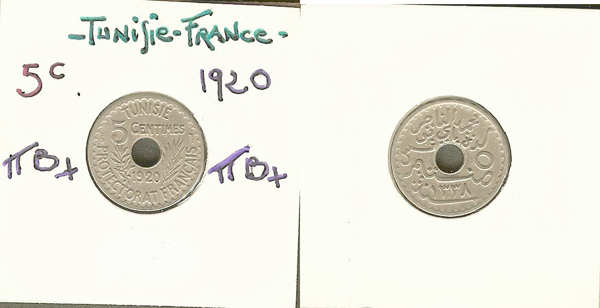 TUNISIE  5 centimes 1920 TTB+
